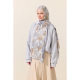 cs camellia scarf Matcha Rami Şal - Gri Bej