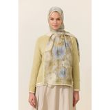cs camellia scarf Orkide Kraş Şal - Sarı Gri