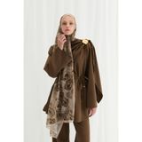 cs camellia scarf Valeria İpek Krep Şal - Mocha