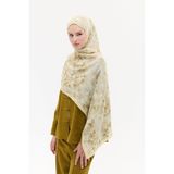 cs camellia scarf Vintage Çiçek Desen Kraş Şal - Tereyağ Sarısı