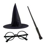 Cs Harry Potter Siyah Şapkası Harry Potter Gözlüğü Harry Potter Asası 3 Lü Set
