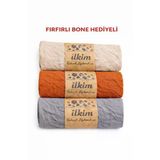 Cs İlkim Fırfırlı Bone Hediyeli Kraş Şal 3Lü Bej-Kiremit-Gri