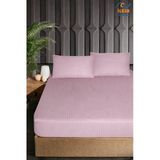 cs ilkim Pamuklu Çizgili Saten Lastikli Çarşaf Takımı + 2 Yastık Kılıfı (Çift Kişilik 160x200+30)