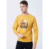 CS0200 Sarı Erkek Kapüşon Yaka Baskılı Sweatshirt