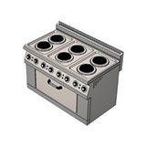 CSA İnox Csa Karacasan 120 Cm 700 Seri Set Üstü 6+1 Fırın Elektrikli Kuzine (120x70x85cm)