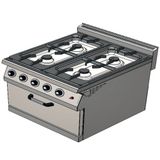Csa İnox Karacasan 900 Seri Dolaplı 80 cm 4 Gözlü Tüplü Kuzineli Ocak