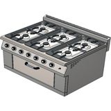 CSA Karacasan 900 Seri Dolaplı 120 cm 6 Gözlü Doğalgazlı Kuzineli Ocak