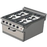 CSA Karacasan 900 Seri Dolaplı 80 cm 4 Gözlü Doğalgazlı Kuzineli Ocak