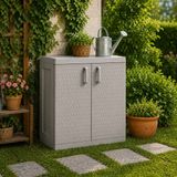 Csb Store Çok Amaçlı Rattan Plastik Dolap 2 Raflı Gri – Bahçe, Balkon ve Banyo