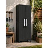 Csb Store Dayanıklı Plastik Dolap 2 Kapaklı 3 Raflı | Balkon Banyo Bahçe Organizer Siyah 65X37X173