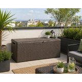 Csb Store Rattan Görünümlü Bahçe Depolama Sandığı 124X55X56 cm – Kilitli Çok Amaçlı Saklama Kutusu