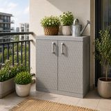 Csb Store Rattan Mega Plastik Dolap 2 Raflı Gri 89X84X96 cm – Suya Dayanıklı Bahçe Balkon Banyo Dolabı