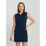 CSC Basic Polo Sleeveless Koyu Lacivert Dress Kadın Sıfır Kol Elbise
