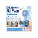 Csl Seyahat Ve Spor Tipi Mini El Fanı Dahili Pilli Masaüstü Vantilatör - Ayrılabilir Telefon Standlı- Type-C Girişli