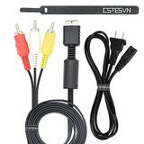 CSTESVN PS1 PS2 PS3 için Güç Kablosu ve AV Kablosu, AC Güç Kablosu ve AV Kablosu PlayStation 1 2 3, 2 Prong Güç Kaynağı ve Ses Video RCA AV Kablosu Değiştirme Seti ile Uyumlu