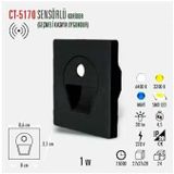 Ct-5170 1 Watt Siyah Kasa Sensörlü Koridör Armatürü Beyaz