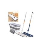 çt çeçem ticaret Kendinden Sıkmalı tekerlekli katlanır kovalı mop paspas seti 360° Başlik=11.5x41cm- Sap:130cm