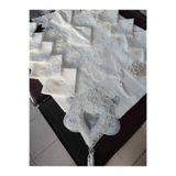 Çt Çeyizci Tekstil 12 Kişilik Masa Örtüsü Takımı, Masa Seti 12 Kişilik 26 Parça 160x220cm Yarım Dantel