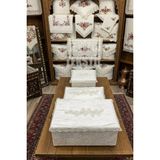 Çt Çeyizci Tekstil Fransız Güpürlü Kadife Bohça, Kadife Söz Nişan Hurcu Çeyizlik 3'lü Set Çeyizlik Hurç Seti Süngersiz - Ekru - 60 x 40