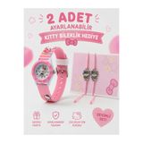 Ct Çocuk Kol Saati + 2 Adet Ayarlanabilir Kitty Bileklik Hediyeli – Pembe Figürlü Kız Çocuk Saati - Karne Hediyesi