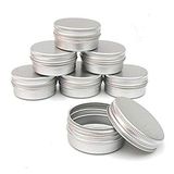 CTKcom 56 ml Metal Teneke Vidalı Üst Düz Alüminyum Gümüş Kaydırmalı Yuvarlak Teneke Kutu Dudak Balsamı, El Sanatları, Kozmetik, Mumlar, Seyahat Saklama Kiti (10'lu Paket)