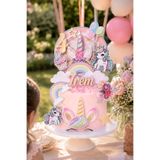 CT&More Unicorn Temalı Kız Çocuk Doğum Günü İsme Özel 3D Pasta Parti Süsü Seti Cake Topper (23x22cm)