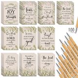 Ctosree 200 Adet Christian Gifts İncil Ayeti Defter Tükenmez Kalem, Bej | Dua günlüğü kalemler ile ilham verici not defteri kadınlar için büyükanne ve büyükbaba günü papazlar kilise hoş geldiniz geri