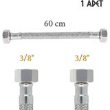 CTR Ticaret Çelik Örgülü Flex Spiral Hortum - 3/8" x 3/8" - 60 cm - Musluk ve Batarya Bağlantı Hortumu (1 Adet)