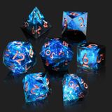 Cttasty DND Zar Seti Reçine Keskin Kenarlı Zar Seti El Yapımı 7 parça Çok Yüzlü Zar Seti DND RPG MTG Rol Oyunu Zar Seti DND Dungeons ve Dragon için Hediye Kutulu D&D Zar (Mavi-Siyah)