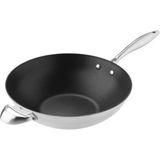 Ctx Wok Tava 32CM, 5 Katmanlı Çelik ve Alüminyum Yapı, Indüksiyon Uyumlu
