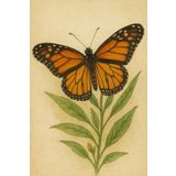 CUADERNO DE LA MARIPOSA – Cuaderno escolar con cuadrícula 5x5 mm | 6x9 pulgadas | 80 páginas: Ilustración botánica de una mariposa monarca sobre una planta | Perfecto para notas, escuela o dibujo