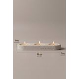 Cuale Design Modern Dekoratif 3'lü Tealight Mumluk Seti, Dekoratif Beton Tasarım, Mumlar Dahildir. - Beyaz