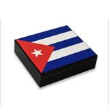 Cuban Flag Desen Puro Kutusu Humidor İçi Magnetli Siyah 20s