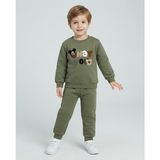 Cubbux Erkek Çocuk 3 Iplik Şardonlu Kışlık Sweatshirt ve Eşofman Altı Kombin Takım - 3 - 4 Yaş - Yeşil
