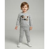 Cubbux Erkek Çocuk 3 Iplik Şardonlu Kışlık Sweatshirt ve Eşofman Altı Kombin Takım - 5 - 6 Yaş - Gri