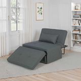 Cube Katlanır Yataklı Puf - Koyu Gri 96x189x42.5 / 96x168x92.5 cm