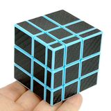 CuberSpeed Sıradışı Mavi Ayna Küpü Siyah Karbon Fiber Çıkartmalar 3x3 Sihirli Küp Ayna Blokları Mavi Hız Küpü