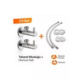 Çubuk Kollu Klozet Flex Bağlantı Takımı 2 Adet 50 Cm Flex Hortum 2 Adet Klozet Taharet Musluğu