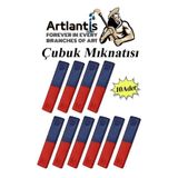 Cubuk Miknatis Deney Malzemesi 10 Adet Okul Projeleri Icin I Sekilli Cubuk Miknatis Kirmizi Mavi Boyali