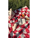 Cudl Club Picnic Kırmızı Dama Desenli %100 Pamuk Çok Amaçlı Örtü Koltuk Örtüsü | Picnic Throw