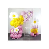 CUGY PAPATYA ÇİÇEĞİ BAHÇESİ MOR LİLA SARI TEMALI BALON ZİNCİRİ DOĞUM GÜNÜ PARTİ SÜSLEME SETİ