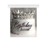 cugy parti malzemeleri BİRTHDAY QUEEN GÜMÜŞ PASTA ÖNÜ PLEKSİ YAZI,PASTA YAZISI,DOĞUM GÜNÜ PLEKSİ,PASTA ÜSTÜ YAZI