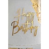 cugy parti malzemeleri Gold Ayna Pleksi Happy Birthday Yazılı Pasta Hediye Süsü - Doğum Günü, Parti, Kutlama Dekoru