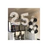 CUGY YETİŞKİNLERE ÖZEL DOĞUM GÜNÜ SÜSÜ SİYAH GÜMÜŞ PEMBE 25 YAŞ RAKAMLI ŞIK KONSEPT PARTİ KUTLAMA SETİ