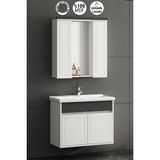 Çuha 80 cm Beyaz-Antrasit Gri Mdf PK-109 Balon Kapak Seramik Lavabolu Asma Banyo Dolabı Takımı