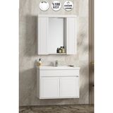 Çuha 80 cm Beyaz Mdf PK-109 Balon Kapak Seramik Lavabolu Asma Banyo Dolabı Takımı