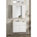 Çuha 80 cm Beyaz Mdf PK-109 Balon Kapak Seramik Lavabolu Asma Banyo Dolabı Takımı