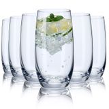 CUKBLESS 6'lı Bardak Seti, Kristal Highball Su Bardakları, Su, Meyve Suyu, İçecek, Mojito, Karışık İçecekler, Kokteyl Bardağı Seti - 15 oz için Cam Bardaklar