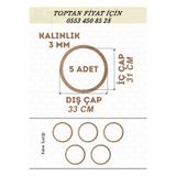 ÇUKUROVA ÜTÜ 33 cm Çapında 5 ADET KASNAK 3mm-kalınlık-Ham mdf düş Kapanı Makrome örgü çemberi Magnet
