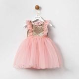 Cumino Dream Kız Çocuk Payetli Pembe Şifon Elbise - 2 Yaş